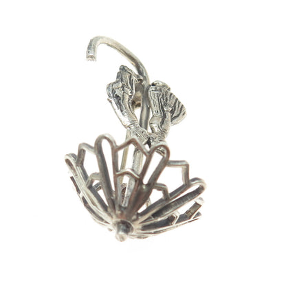 925 Sterling Silver Antique Art Deco Couple Under Umbrella Pin Brooch