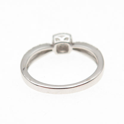 Sun 925 Sterling Silver Real Round-Cut Diamond Engagement Ring Size 7