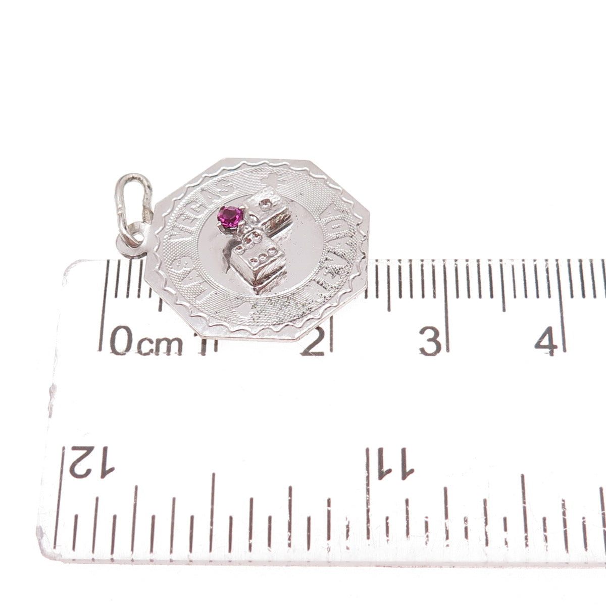925 Sterling Silver Vintage Rhinestone Lucky Dice Las Vegas Charm Pendant