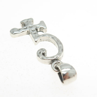 925 Sterling Silver Vintage Letter "Q" Initial Modernist Pendant