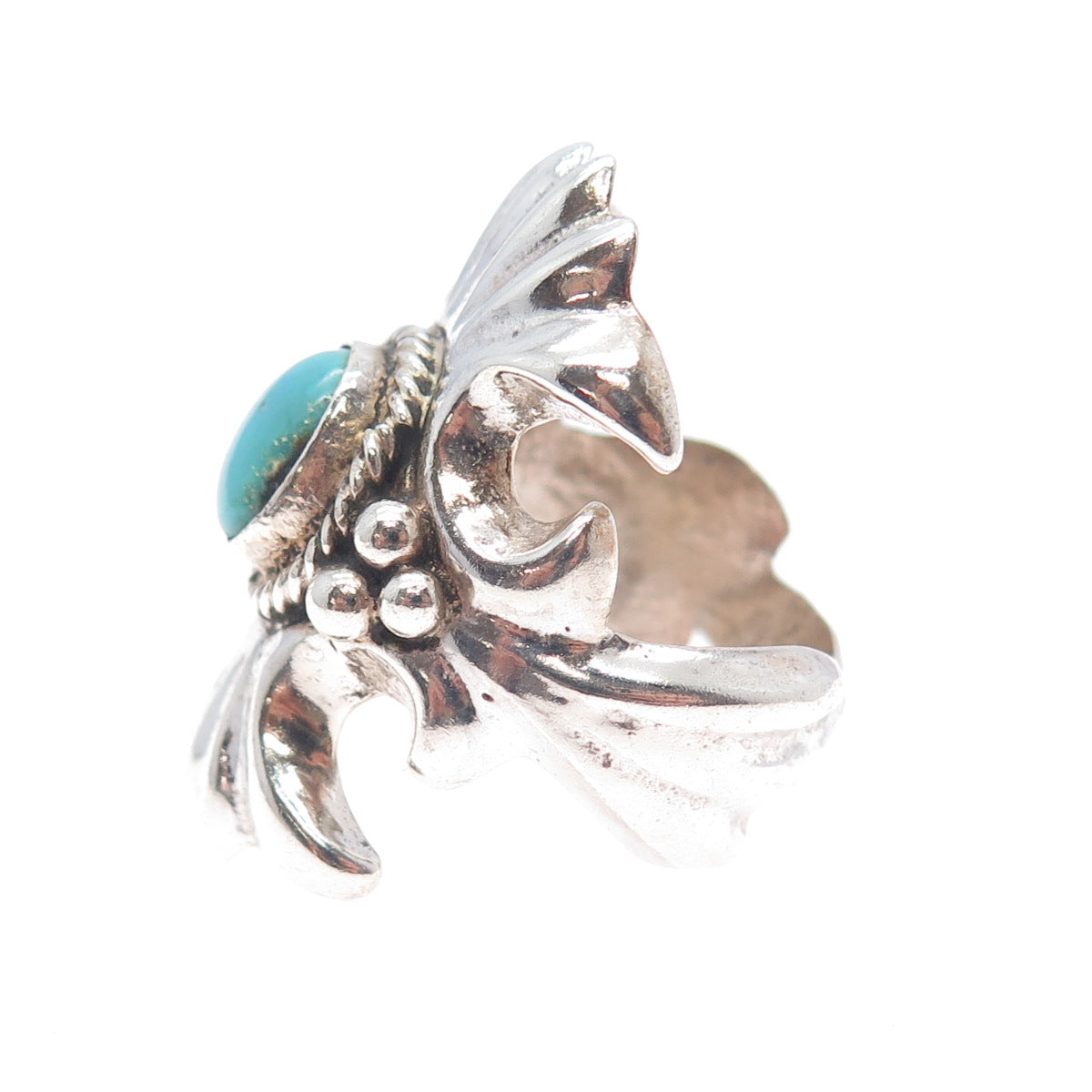 Old Pawn Sterling Silver Vintage Southwestern Turquoise Tribal Ring Size 7.25