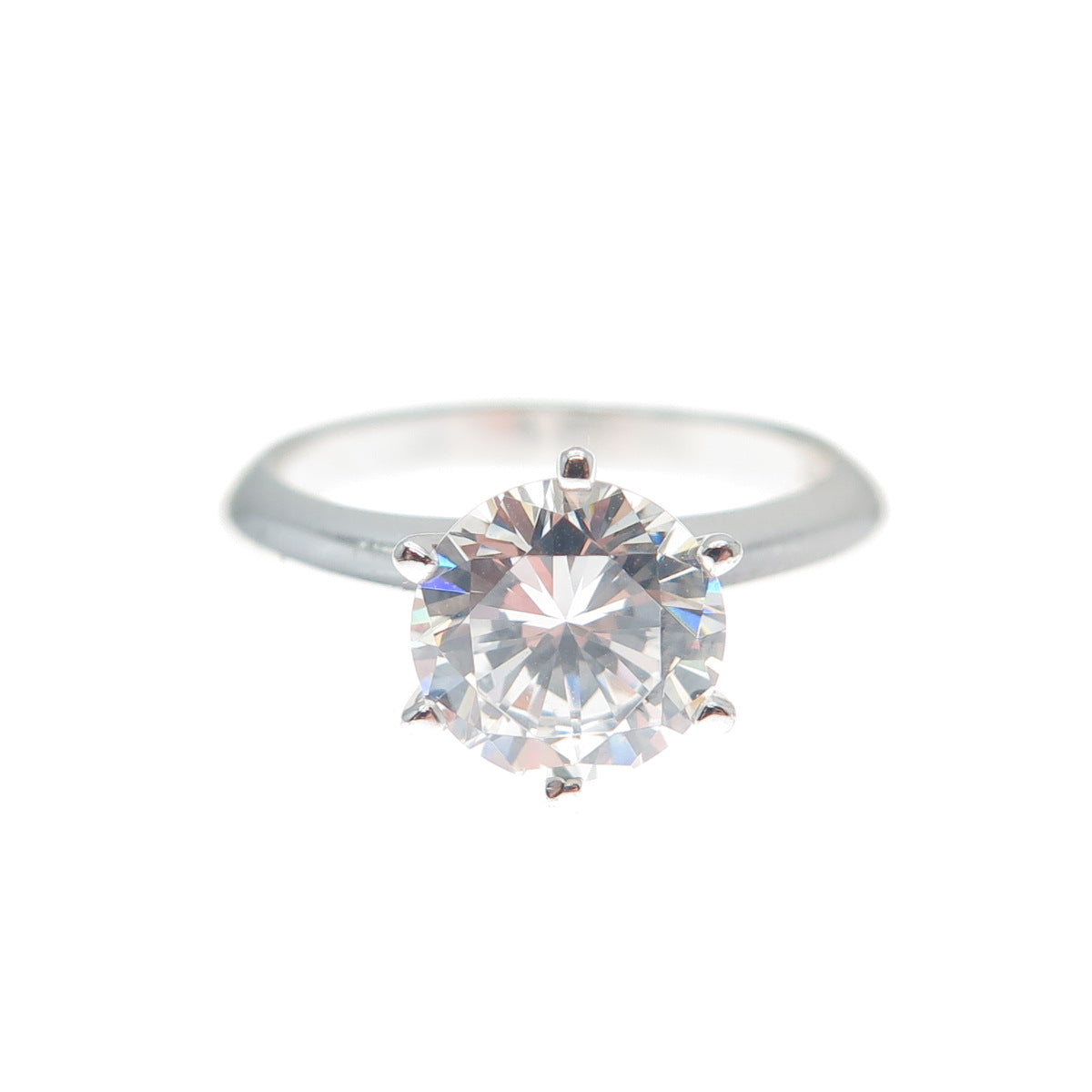 925 Sterling Silver Round-Cut C Z Engagement Ring Size 7.25