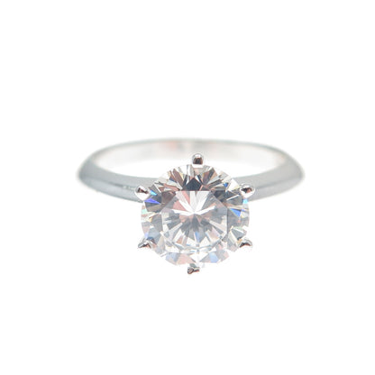 925 Sterling Silver Round-Cut C Z Engagement Ring Size 7.25