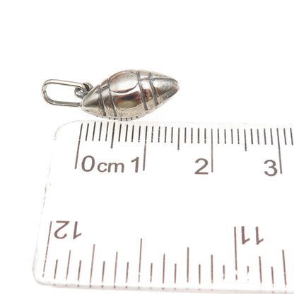 925 Sterling Silver Vintage Italy Football Ball Oxidized 3D Mini Charm Pendant