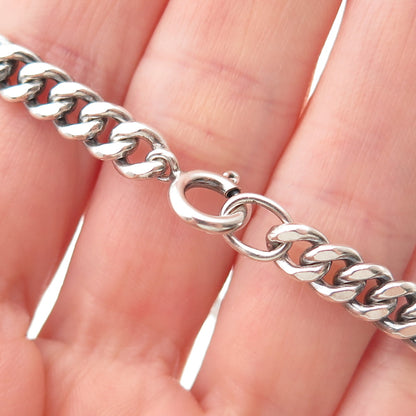 Lisa Jenks Sterling Silver Vintage Modernist Oxidized Cuban Chain Necklace 26"