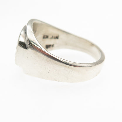 925 Sterling Silver Vintage Mexico Real Opal Modernist Ring Size 8.25