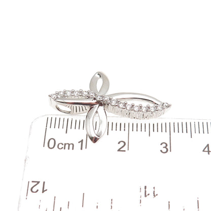 SAI 925 Sterling Silver Round-Cut C Z Floral Cross Slide Charm Pendant
