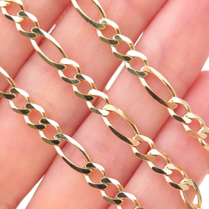 Han 925 Sterling Silver Gold Plated Italy Figaro Chain Necklace 18"