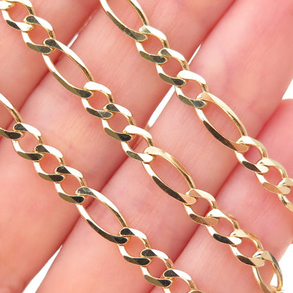 Han 925 Sterling Silver Gold Plated Italy Figaro Chain Necklace 18"