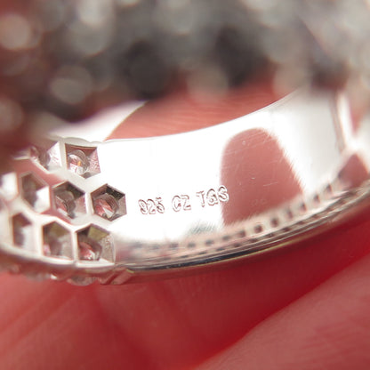 925 Sterling Silver Round-Cut C Z 3-Row Band Ring Size 7.25