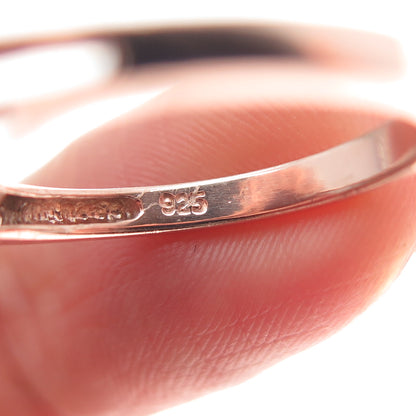 925 Sterling Silver Rose Gold Plated Real Smoky Quartz & C Z Ring Size 7.5