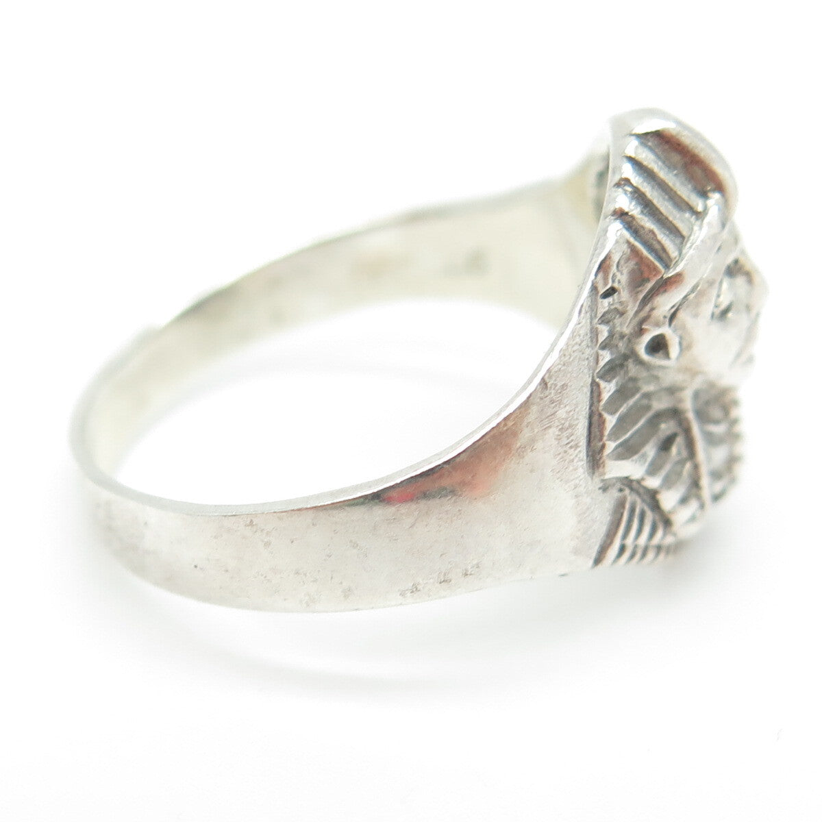 925 Sterling Silver Vintage King Tut Egyptian Pharaoh Ring Size 9.5