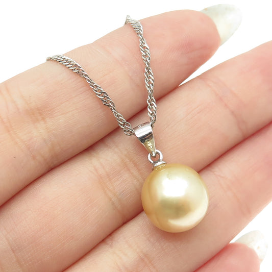 925 Sterling Silver Real Gold Pearl Singapore Chain Necklace 18-20"