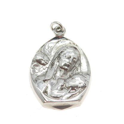 THE THOMAE CO. 925 Sterling Silver Antique Art Deco St. Mary Baby Jesus Pendant