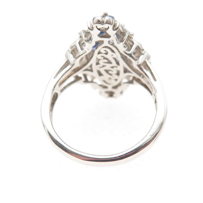Chuck Clemency 925 Sterling Silver Real Tanzanite Cluster Ornate Ring Size 9