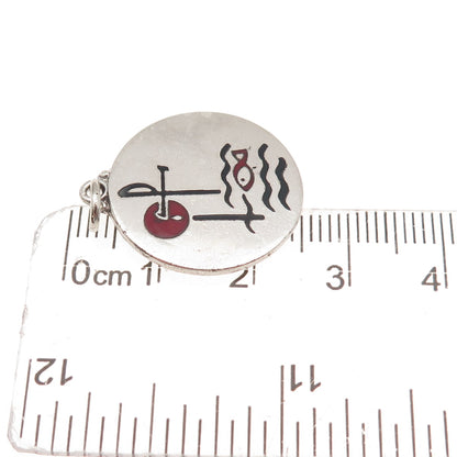 Creed 925 Sterling Silver Vintage Enamel Religious Symbols Charm Pendant