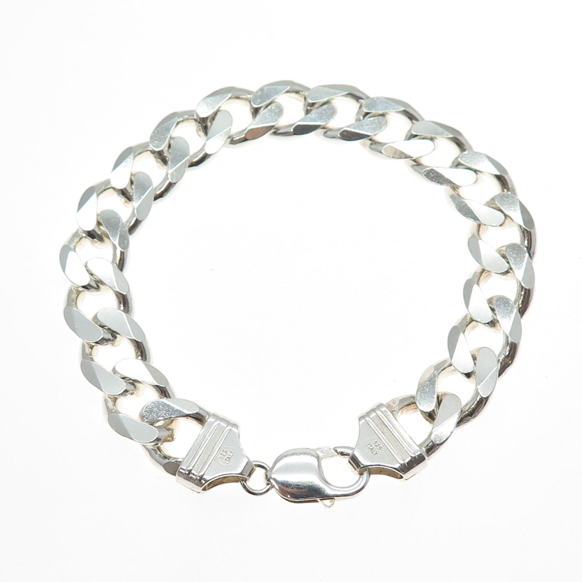 925 Sterling Silver Vintage Italy Curb Link Heavy 62.5g Bracelet 8.75"