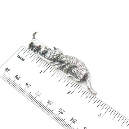925 Sterling Silver Vintage Mexico Cat & Kitty Pin Brooch