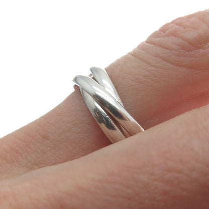925 Sterling Silver Vintage Mexico Triple Interlocked Band Ring Size 4.75