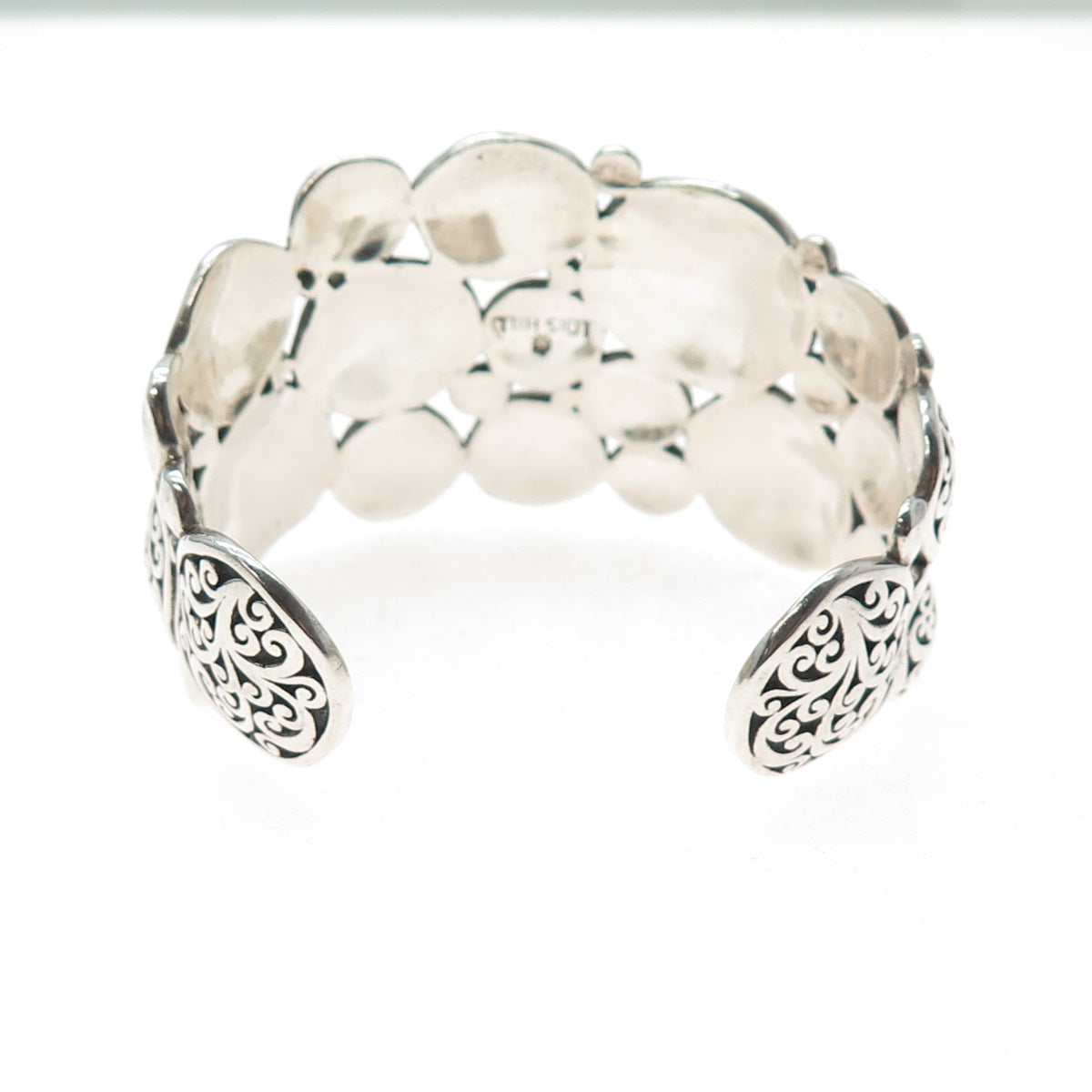 LOIS HILL Sterling Silver Vintage Signature Scroll Disc Adjustable Bracelet 6.5"