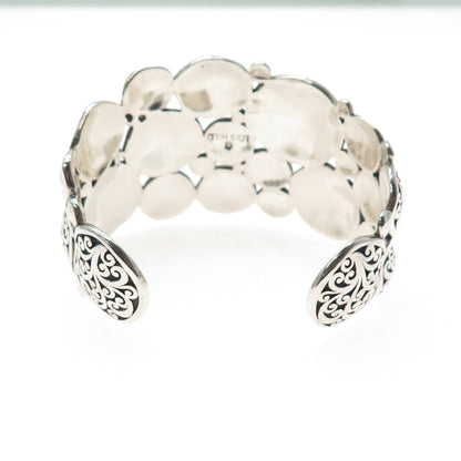 LOIS HILL Sterling Silver Vintage Signature Scroll Disc Adjustable Bracelet 6.5"