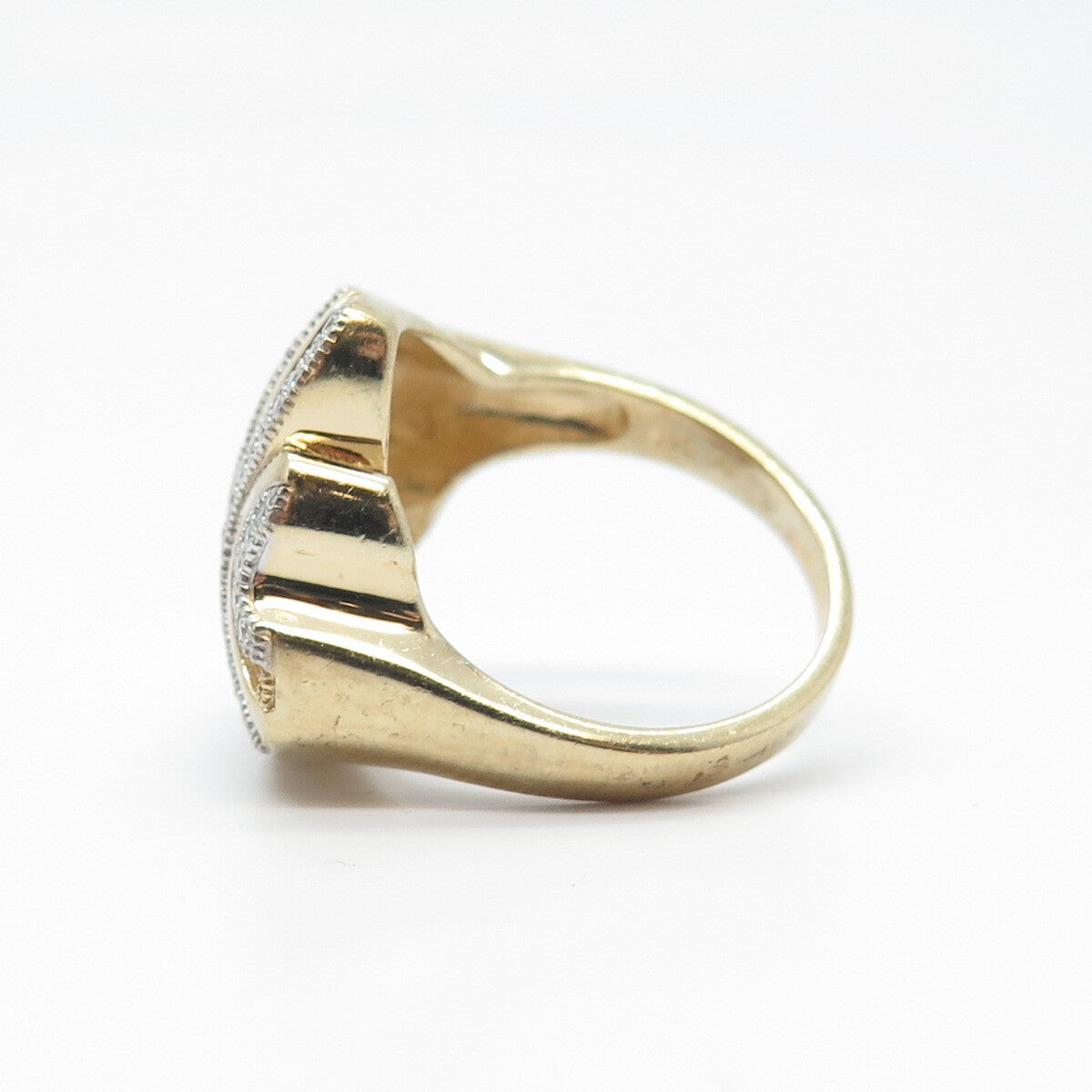 925 Sterling Silver Gold Plated Pave C Z Ring Size 7.25