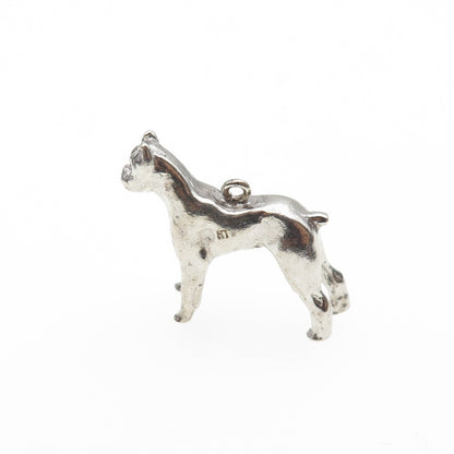 925 Sterling Silver Vintage Pit Bull Dog Mini 3D Charm Pendant