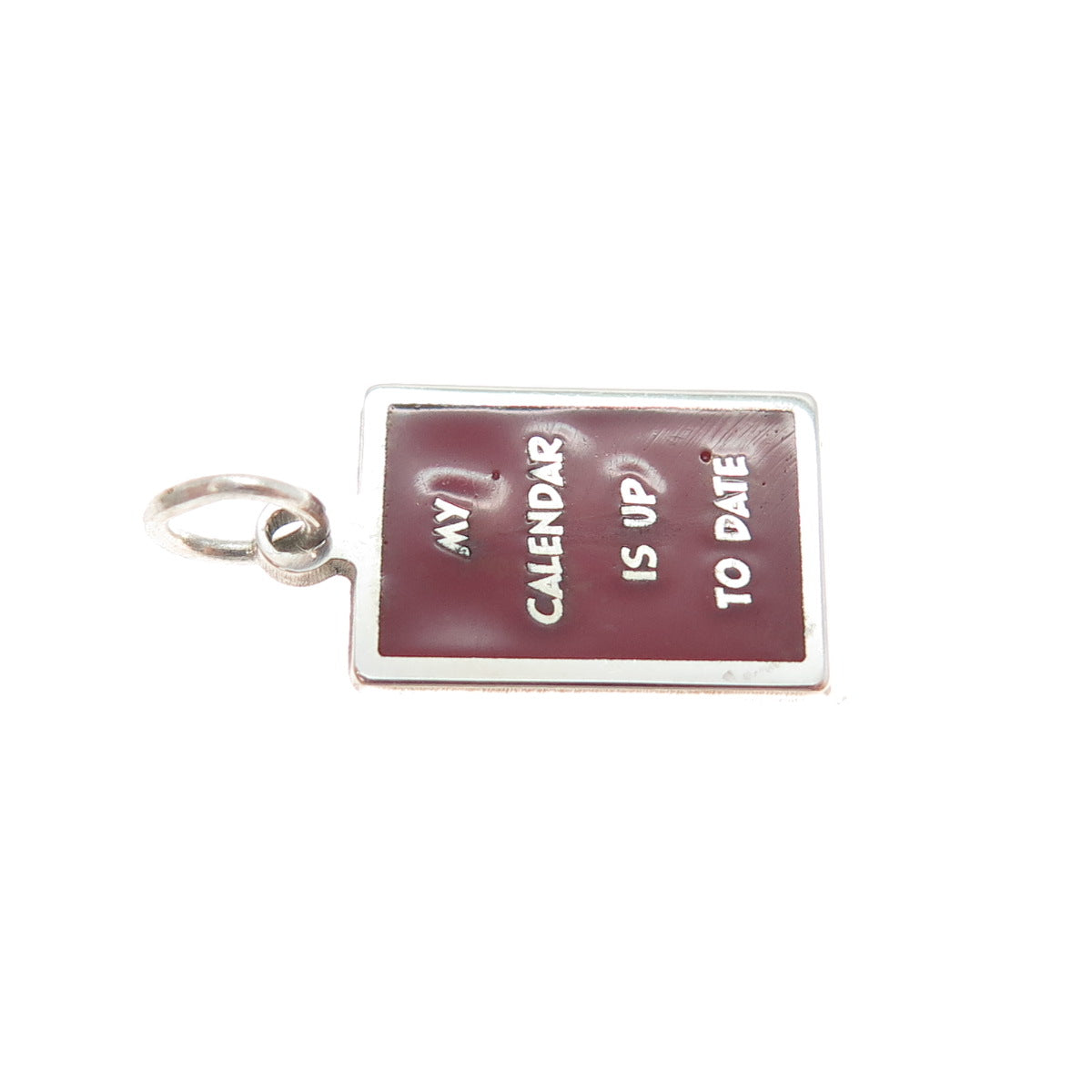 925 Sterling Silver Enamel My Calendar Is Up To Date Minimalist Charm Pendant
