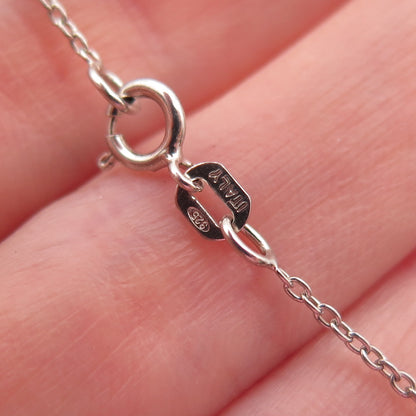 925 Sterling Silver Real Diamond Accent Trinity Heart Cable Chain Necklace 18"