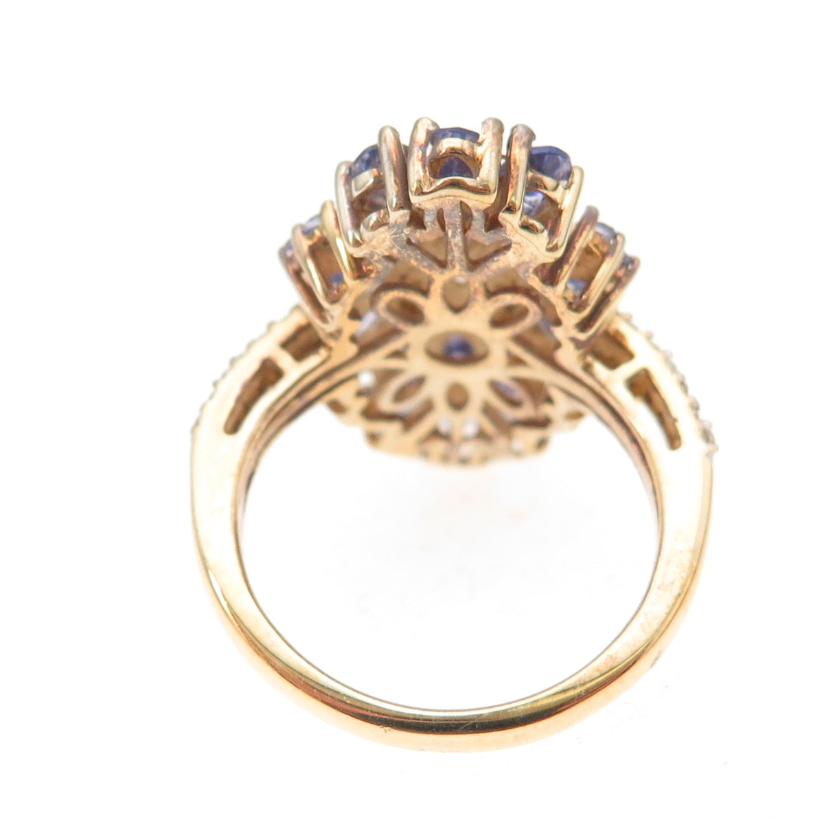 Chuck Clemency 925 Sterling Silver Gold Plated Real Tanzanite Topaz Ring Size 8