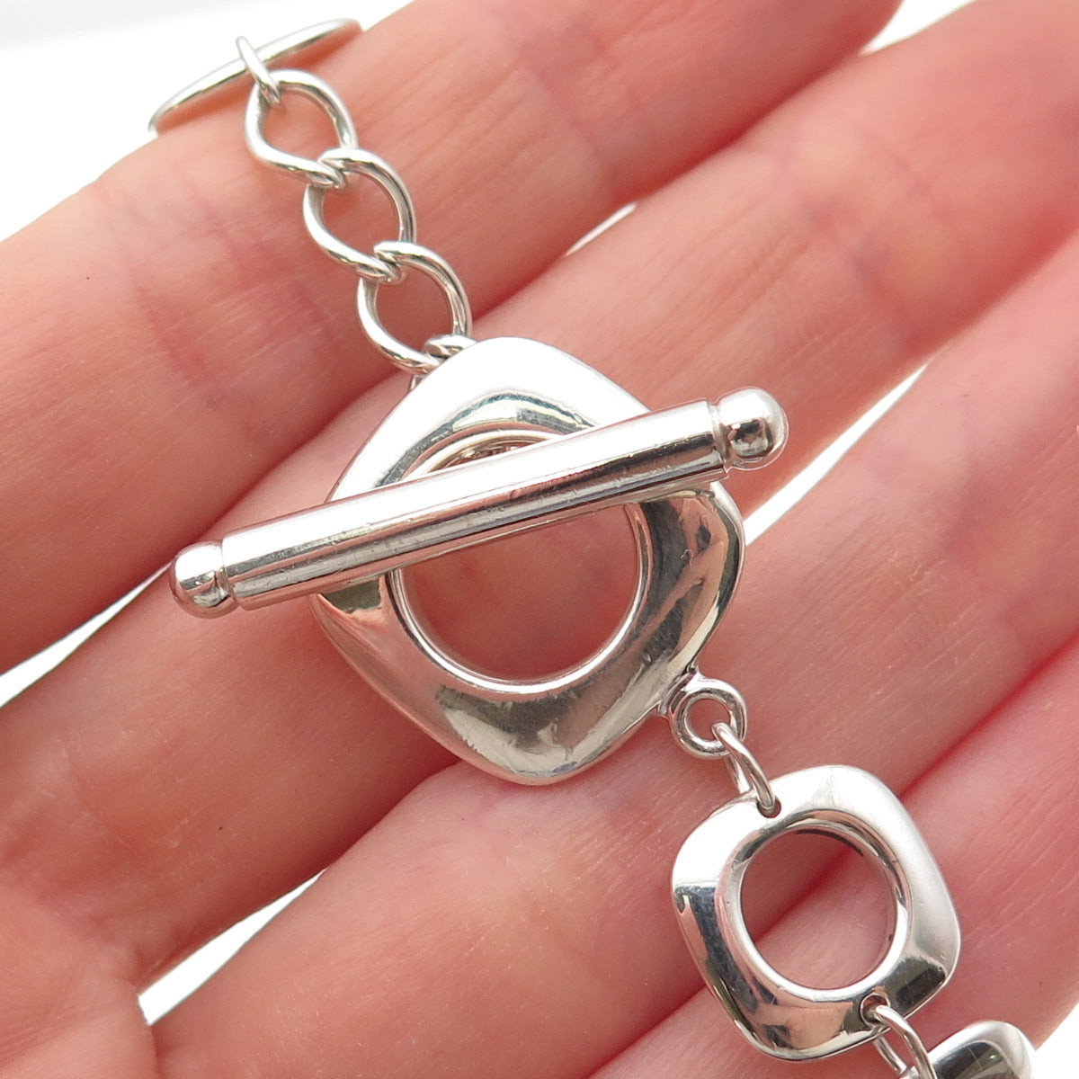 Tiffany & Co. 925 Sterling Silver Vintage Cushion Square Link Bracelet 7"