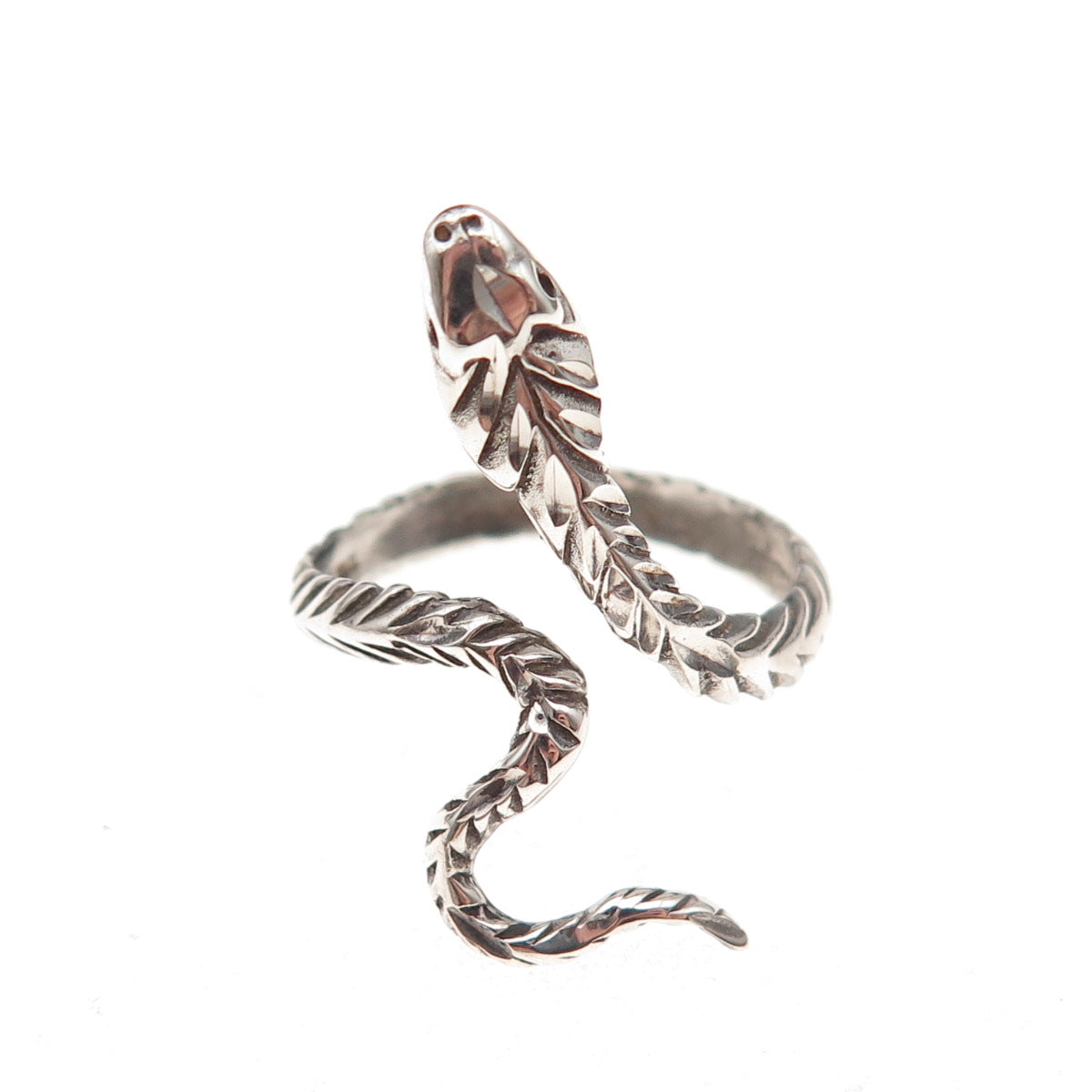 925 Sterling Silver Vintage Snake Adjustable Oxidized Ring Size 7