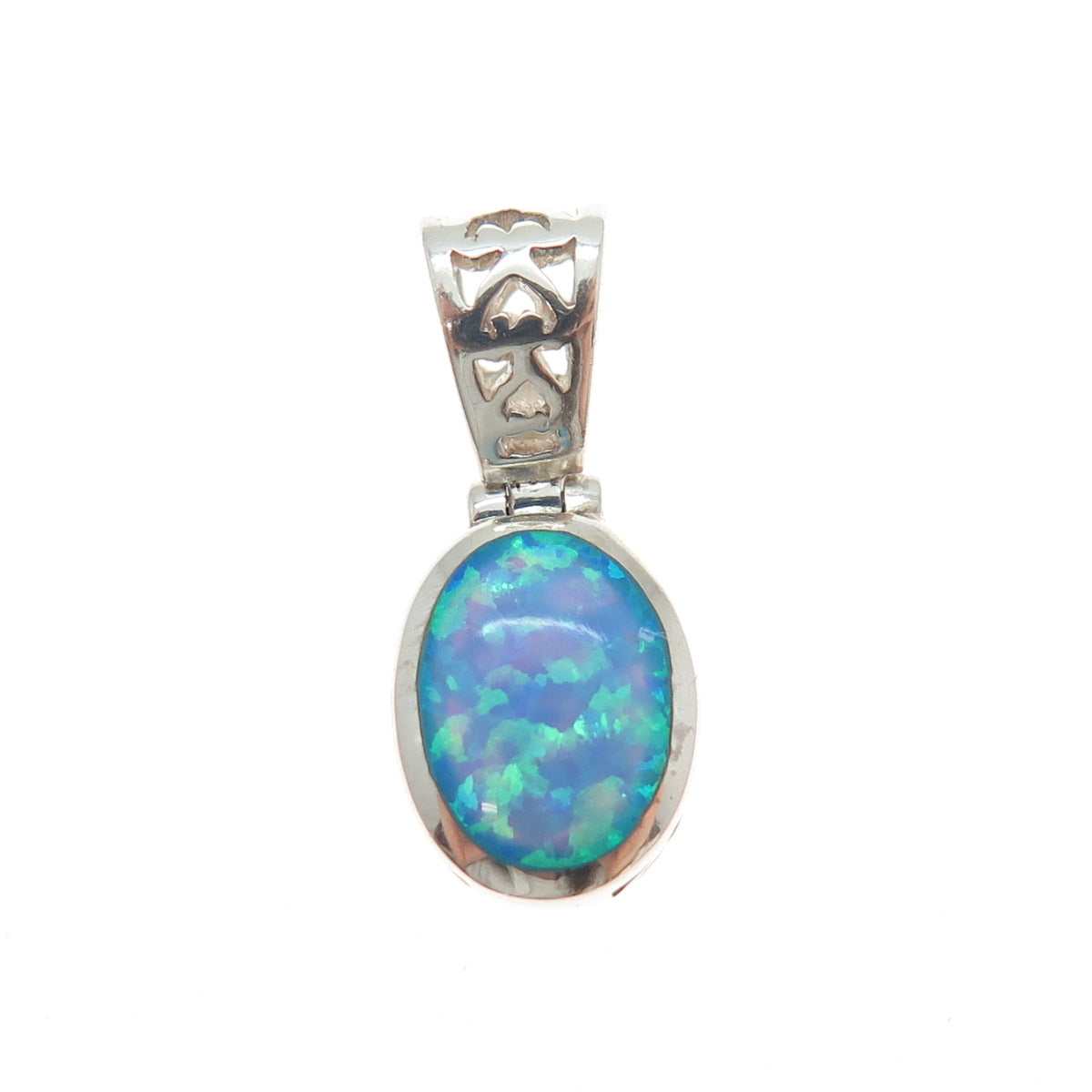 925 Sterling Silver Real Oval-Cut Opal Minimalist Charm Pendant