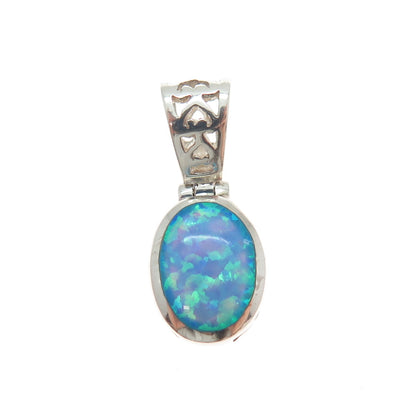 925 Sterling Silver Real Oval-Cut Opal Minimalist Charm Pendant