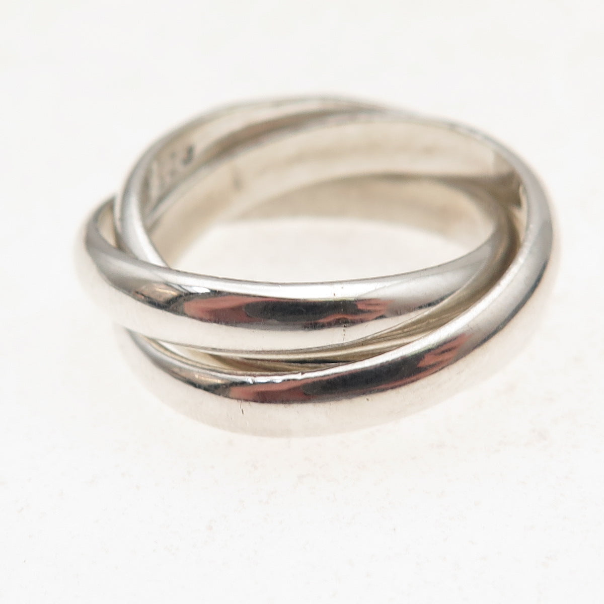 925 Sterling Silver Vintage Mexico Interlocked Trinity Band Ring Size 7.75