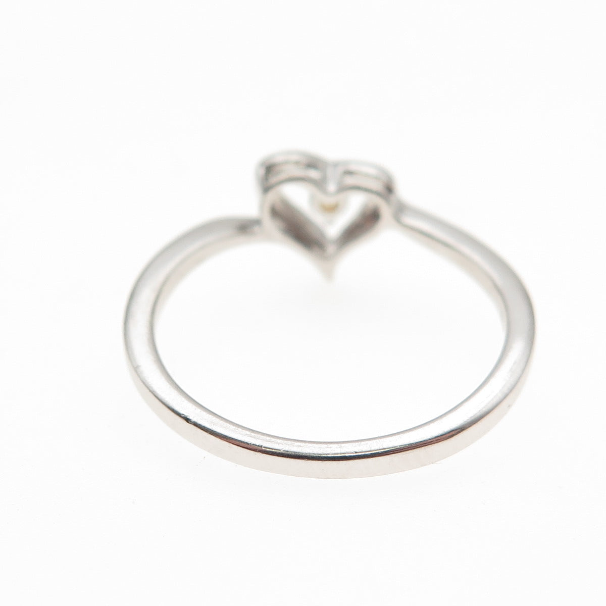 925 Sterling Silver Round-Cut Champagne C Z Heart Ring Size 6.75