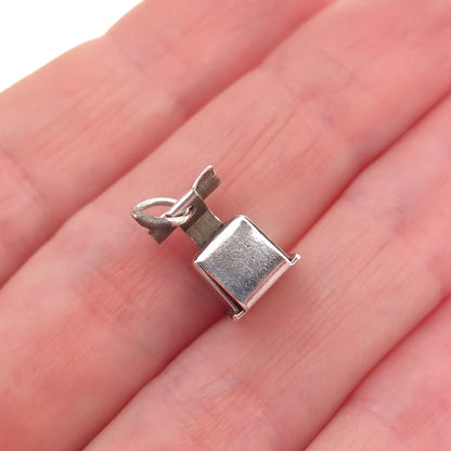 HofC 925 Sterling Silver Antique Art Deco Scale Movable 3D Mini Charm Pendant