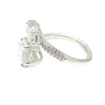 925 Sterling Silver Marquise-Cut Shaped C Z Overlap Ring Size 6.5