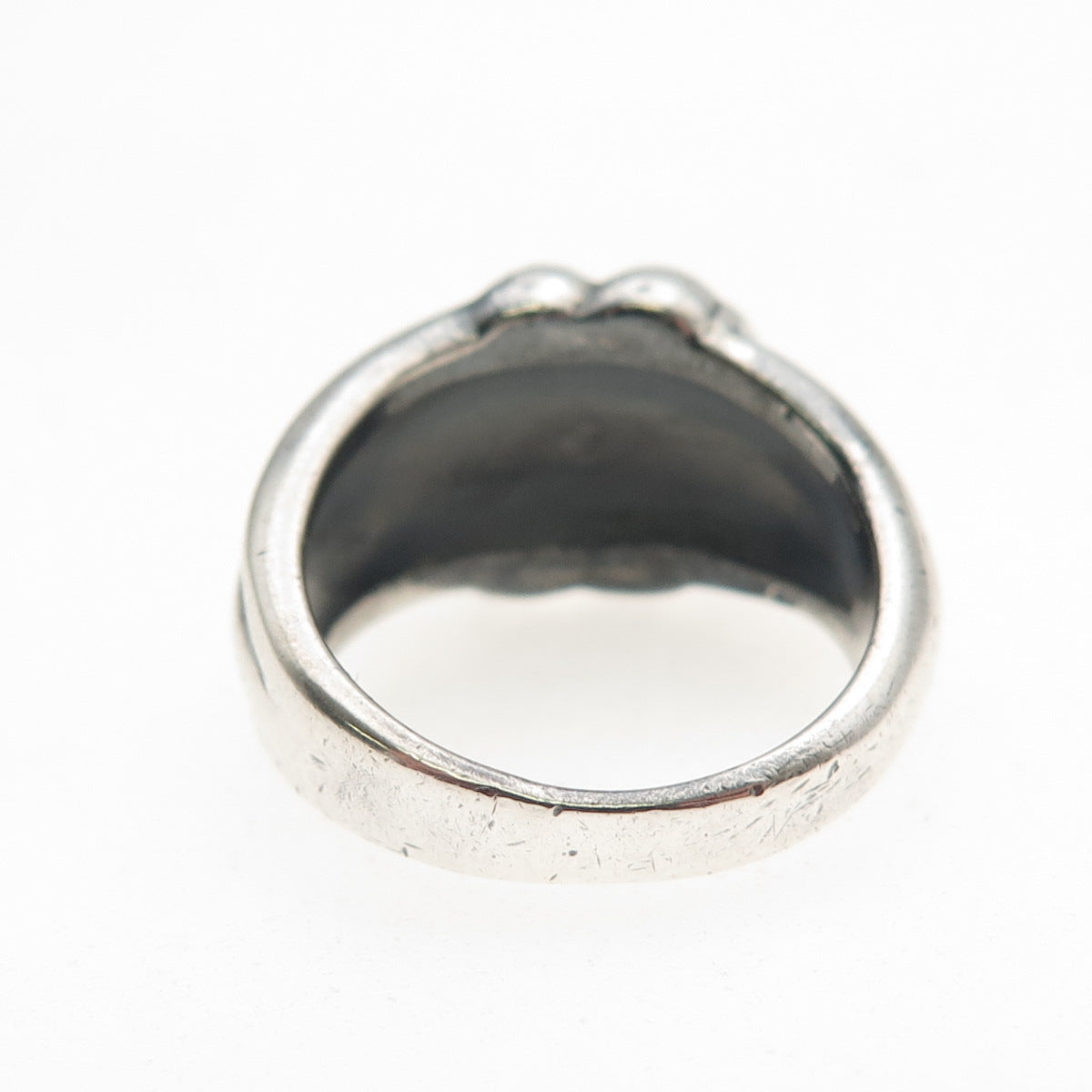 925 Sterling Silver Vintage Italy Modernist Oxidized Ring Size 6