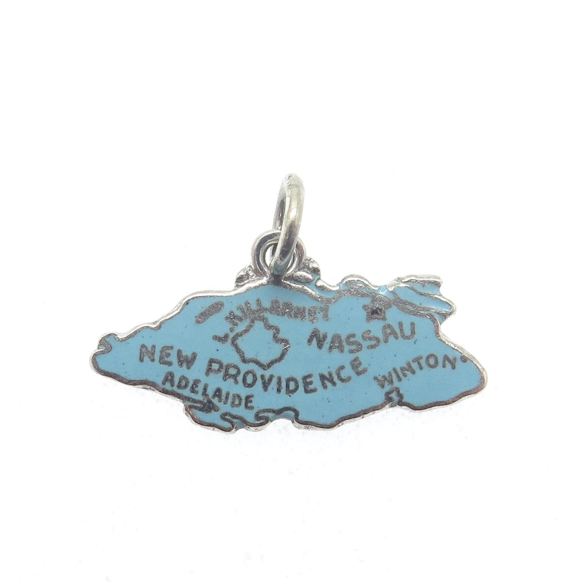 925 Sterling Silver Vintage Enamel New Providence Island Nassau Charm Pendant