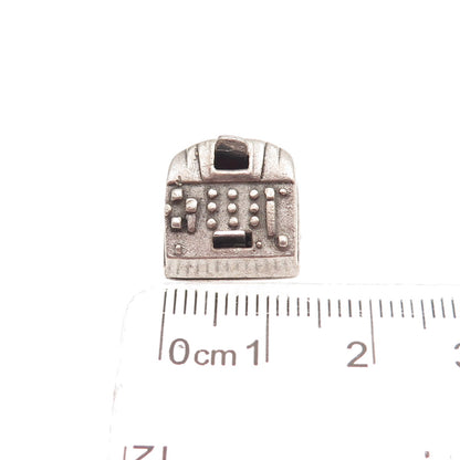 Wells Sterling Silver Antique Art Deco Mechanical Cash Register 3D Mini Pendant