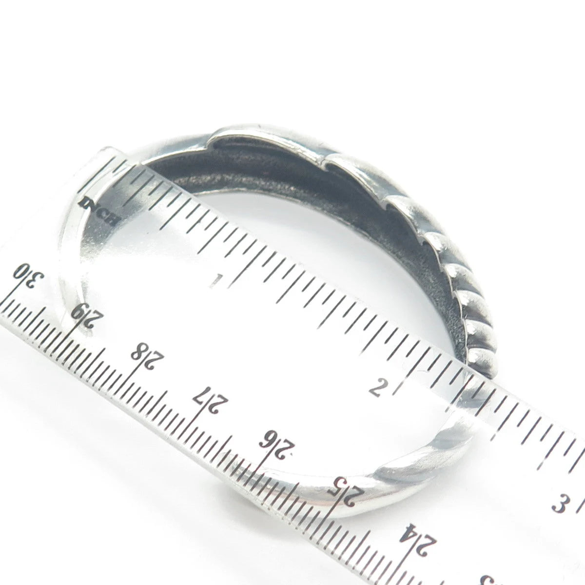 925 Sterling Silver Vintage Ribbed Adjustable Cuff Bracelet 6"