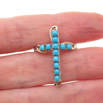 Chuck Clemency 925 Sterling Real Sleeping Beauty Turquoise Cross Ring Size 8