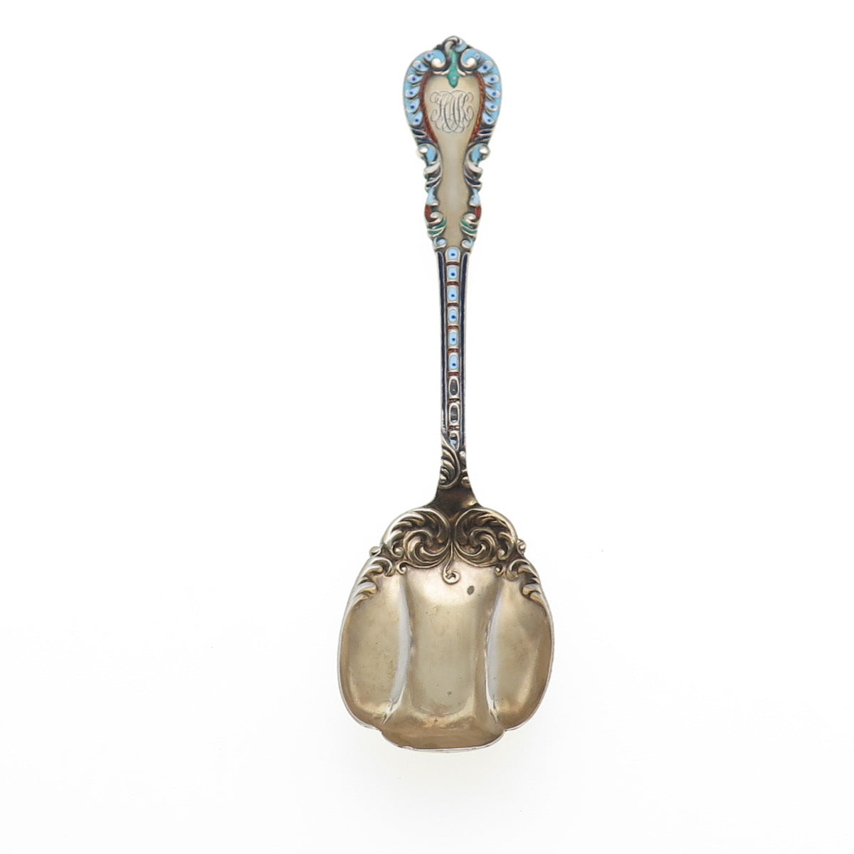 Reed & Barton 925 Sterling Silver Antique 1894 Enamel Majestic Sugar Shell Spoon