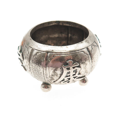 925 Sterling Silver Antique Art Deco Chinese Export Salt Cellar