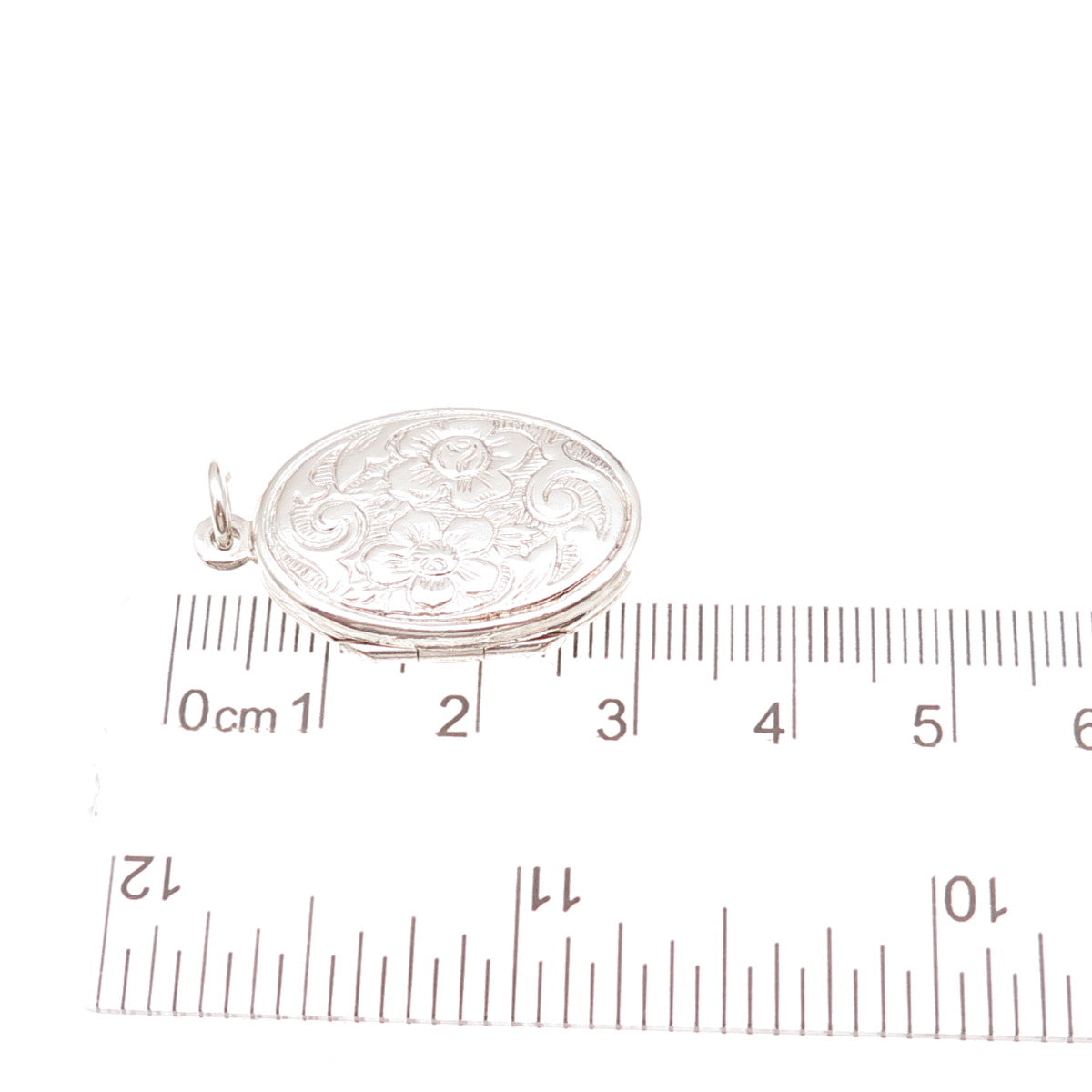 925 Sterling Silver Vintage Engraved Floral Locket Charm Pendant
