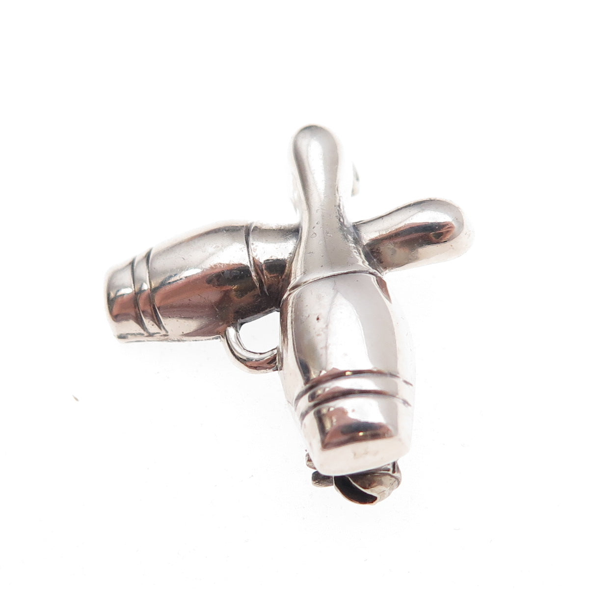Lang 925 Sterling Silver Antique Art Deco Bowling Pins Oxidized Pin Brooch