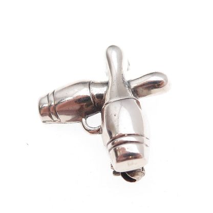 Lang 925 Sterling Silver Antique Art Deco Bowling Pins Oxidized Pin Brooch