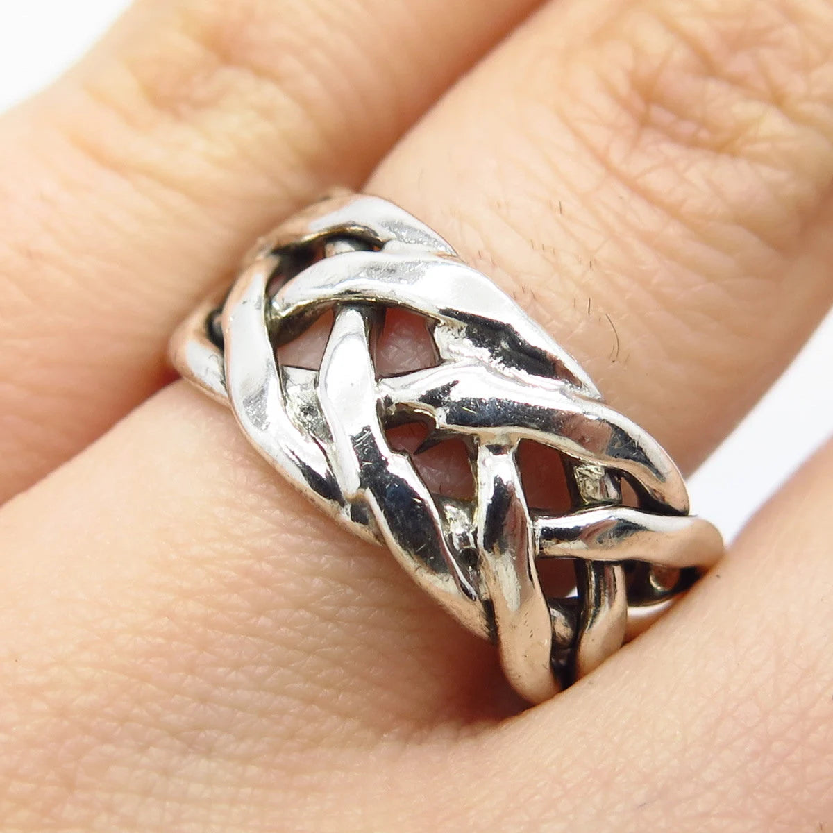 925 Sterling Silver Vintage Celtic Band Ring Size 7.25