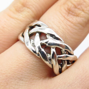 925 Sterling Silver Vintage Celtic Band Ring Size 7.25